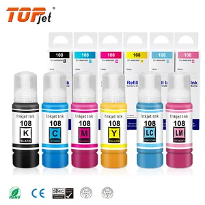 Topjet kompatibel 108 warna tinta berbasis air botol isi ulang jumlah besar 108 tinta Inkjet untuk Epson L8058 L18058 Printer