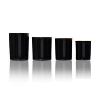 Grosir 2oz 3oz 4oz stoples lilin kaca bulat Mini hitam atasan emas kosong untuk pernikahan