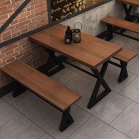 Ensemble de chaises de salle à manger en bois massif vintage et moderne en fer industriel Art Design pour le salon pour la maison Bar Restaurant BBQ Shop