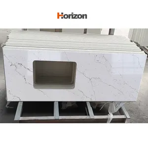 Horizon Artificial Stone White Quartz Stone Calacatta Quartz Countertops For Kitchens