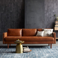 Ensemble de canapés en cuir Chesterfield, meubles de salon rétro personnalisés