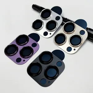 铝合金全盖钢化玻璃薄膜3D金属相机镜头屏幕保护器适用于iPhone 14 14 Pro Max 14 Plus