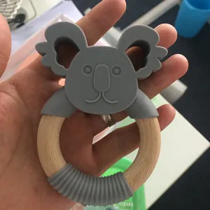 Koala-mordedor de silicona de grado alimenticio, juguete de dentición suave para bebé, 100%