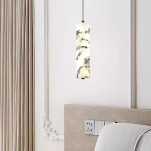 Lustre en albâtre avec pendentifs à longue bande de chevet en marbre pour chambre à coucher moderne - Product Image 4