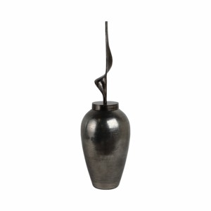 Vaso alto scultoreo in metallo con coperchio per soggiorno e decorazioni per la casa, vaso per fiori per camera da letto, casa e ufficio. - Product Image 2