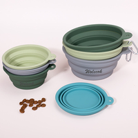 Wolecok Gamelle de Voyage Pliable en Silicone Écologique pour Animaux de Compagnie avec Crochet, Capacité 400ML/1000ML, Design Arrondi pour Petits Animaux