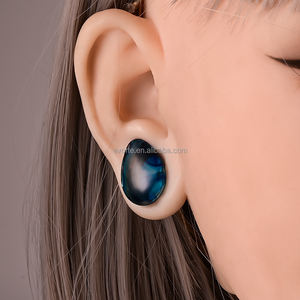 Evorte <span class=keywords><strong>0G</strong></span> 1G قطرة دمعة سدادات أذن زجاجية زرقاء مع O قيق نفق متوسع قطرة ماء الأذن مقاييس قرط ثقب - Product Image 4