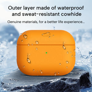 Étui de protection en cuir véritable de luxe pour <span class=keywords><strong>AirPods</strong></span> 4 Pro2 Pro3 Samsung Buds 3Pro, housse de protection intégrale en cuir de vachette fait main - Product Image 3