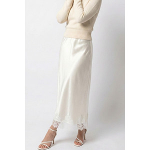 Falda midi de satén con ribete de encaje - Product Image 2