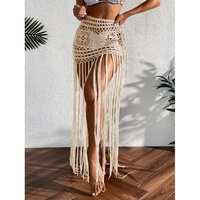 Nouvelle Collection – Jupe Longue de Plage en Chiffon Anti-UV avec Franges et Bretelles Crochées à la Main, Modèle QIQI QIQI26090301