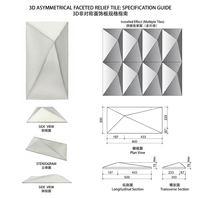 Carrelage mural en céramique blanche géométrique 3D moderne, mosaïque asymétrique en forme de prisme de diamant pour mur d'accentuation de salle de bain (vente en gros)