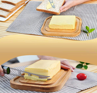 Récipient à beurre en verre transparent à haute teneur en borosilicate avec couvercle en bambou Boîte de rangement des aliments micro-ondable pour la cuisine ou les présentations