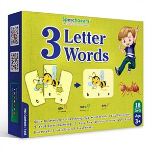 Puzzle de mots à 3 lettres pour enfants - Jeu de cartes éducatif pour l'apprentissage précoce de l'orthographe, du vocabulaire et de la phonétique (à partir de 4 ans) - Product Image 1