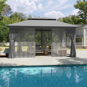 Gazebo d'extérieur pour patio 10x12, tente <span class=keywords><strong>de</strong></span> réception et <span class=keywords><strong>abri</strong></span> robuste avec moustiquaire et écran d'intimité pour <span class=keywords><strong>jardin</strong></span>, pelouse - Product Image 5