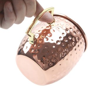 Tasse à café/bière martelée en cuivre massif plaqué, 16 oz, en acier inoxydable, style Moscow Mule, vente chaude - Product Image 2