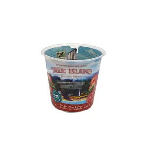 Diskon besar 350ML wadah kemasan makanan plastik dengan tutup plastik cangkir es krim Yogurt grosir cangkir plastik dapat digunakan kembali