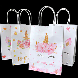 New Paper Gift <strong>Bag</strong> <strong>unicorn</strong> Birthday <strong>Party</strong> Theme Cartoon White Portable Kraft Paper <strong>Bag</strong> - Product Image 6