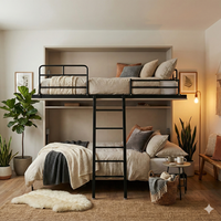 Lit superposé double avec escalier intégré, design moderne, fabricant chinois, gain de place, lit Murphy pour enfants