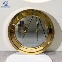 QIANCHENG – miroir rond de luxe en acier inoxydable pour maison, appartement, villa, meubles, mur d'entrée, décoration
