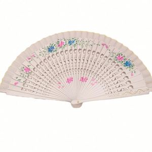 Wholesale Traditional Spanish Solid Color Bamboo Hand Fan Carved Angel Design Classic Cartoon Eco-Friendly Halloween Promotion - Product Image 1
