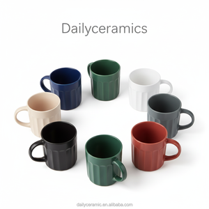 Ensemble de tasses à <span class=keywords><strong>café</strong></span> en céramique blanche avec logo personnalisé, 12 oz, tasses à thé en grès cannelées avec texte motivant, <span class=keywords><strong>bonjour</strong></span>, bon <span class=keywords><strong>matin</strong></span>, lève-toi et brille - Product Image 2