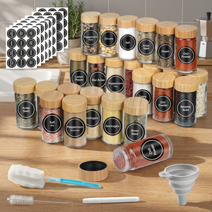 Bouteilles carrées en verre transparent de 60 ml, modernes, durables et multifonctionnelles, avec couvercle en plastique, pour le camping, la tequila, le brandy, l'acier inoxydable - Product Image 3