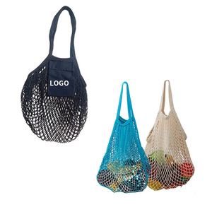 Sac en filet réutilisable personnalisé, sac de courses portable en coton et lin, sac fourre-tout avec logo - Product Image 1