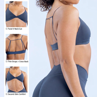 Soutien-gorge de sport sans couture à maintien moyen en Spandex/Nylon, design push-up à nouer devant, bretelles élégantes, dos flatteur pour ODM OEM