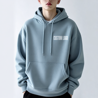 Hoodie Oversize Logo Kustom dengan Kantong Kanguru, Tali Serut, Model Drop Shoulder, Streetwear, Pasokan Pabrik OEM ODM