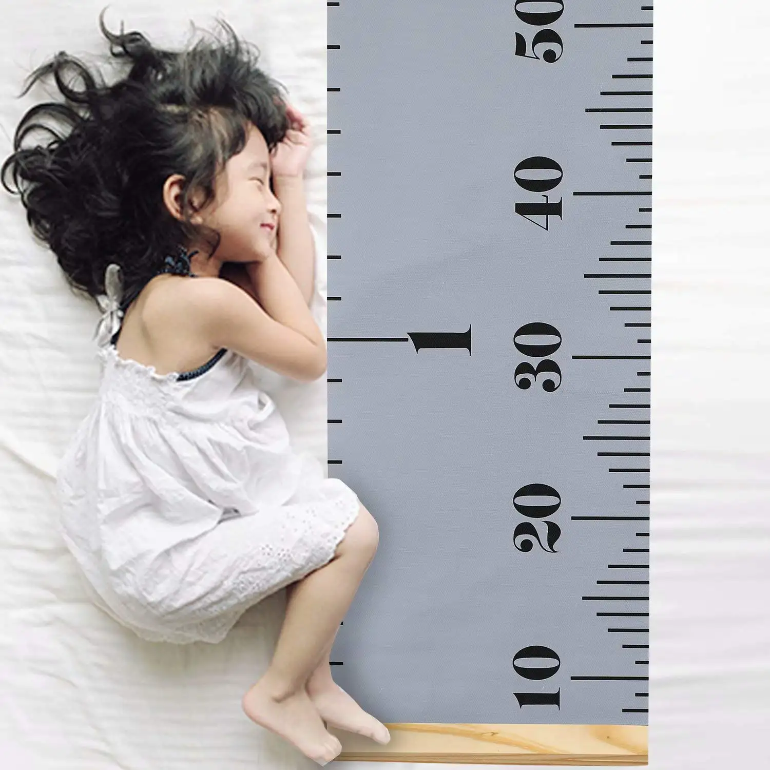 Wood Photo Frame Fabric Canvas Height Measuring Ruler Kids Toy 7.9 x79 Growth Chart von Baby zu Adult für Baby Nursery Decor