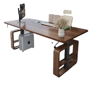 Electric Lift Table Wood Table Board Ash Wood Adjustable Height Lift Desk Boss Table Solid 12 Antique Office Furniture Ahxo-1