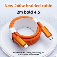 Câble de données tressé BJC Orange de 2 mètres, épais, 240W, type C, charge rapide, pour téléphones mobiles 15-17