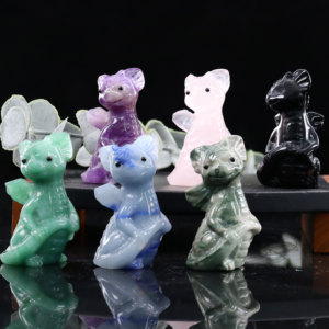 Venta al por mayor Mini piedra de cristal natural mezcla de materiales mosca dragón bebé antojo 2 pulgadas Animal piedra preciosa escritorio ornamento curación Jade - Product Image 4