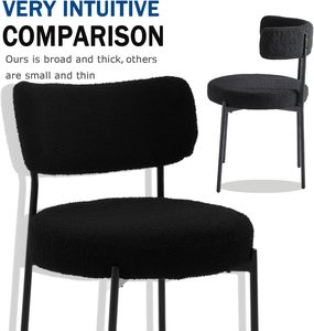 Chaises de <span class=keywords><strong>cuisine</strong></span> modernes du milieu du siècle Chaises de salle à manger à siège rembourré noir avec cadre en métal Meubles de maison - Product Image 3
