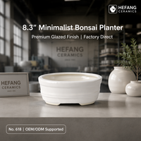 Pot Bunga Keramik Bergaris Elegan - Wadah Bonsai Porselen Putih Modern Berlapis Glasir - Produsen Profesional B2B