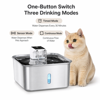 Fontaine à eau automatique pour animaux de compagnie en acier inoxydable, distributeur pour chiens et chats avec capteur de circulation, minuterie et accessoires visuels, produits et fournitures
