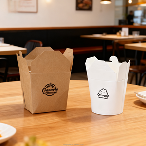 Caja de Papel Kraft Impermeable con Logotipo Personalizado Directo de Fábrica, Caja Desechable para Llevar Doner <span class=keywords><strong>Kebab</strong></span> y Fideos, 26/32 oz, Embalaje Reciclable - Product Image 1