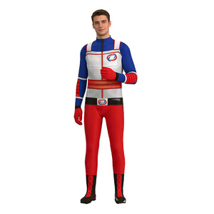 Captain Hero Cosplay Costume Adult Men Stage Performance Wear Blue Red <b>Gold</b> Full <b>Suit</b> With Logo Design - Product Image 2