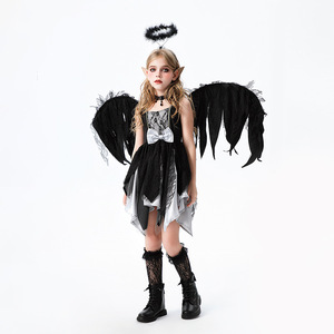Disfraz de Ángel Negro para Niñas, Vestido con Alas para Halloween, Cosplay, Carnaval, Fiesta, Actuación - Product Image 5