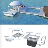 Plateforme flottante Firstents, tente d'ombrage gonflable, bar de loisirs multi-personnes, canapé-lit flottant, lit flottant, piscine, yacht