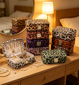 High-End Fashionable Florals Print Leather Creative Portable Rectangular Velvet Lining <b>Jewelry</b> Organizer <b>Box</b> for Rings <b>Necklaces</b> - Product Image 5