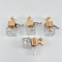 Diffuseur d'arômes liquide en verre cube d'eau diamant cristal pour voiture, clip de ventilation d'air, flacon d'huile essentielle en bois, diffuseur d'arômes