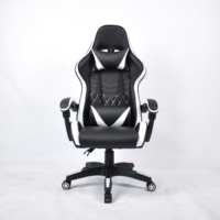 Chaise ergonomique de sport électrique pivotante grande et haute Chaise d'ordinateur inclinable en cuir blanc Racing Gaming