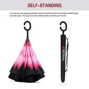 Intérieur plein imprimé é<span class=keywords><strong>l</strong></span>égant <span class=keywords><strong>parapluie</strong></span> Double couche Auto ouvert fermer inversé <span class=keywords><strong>parapluie</strong></span> tournesol pour voiture - Product Image 2