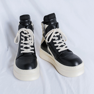 Nuove scarpe <span class=keywords><strong>alte</strong></span> da <span class=keywords><strong>uomo</strong></span> di grandi dimensioni 48 <span class=keywords><strong>nere</strong></span> bianche rovesciate a triangolo stringate alla moda stile da passeggio Sneaker da <span class=keywords><strong>uomo</strong></span> - Product Image 4