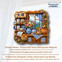 L'âme poétique d'une personne chinoise, aimants de réfrigérateur en porcelaine bleue et blanche de Yunnan Dali, décor de fenêtre, autocollant magnétique 3D