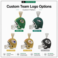 Collier pendentif casque de football américain tendance, pendentif bling hip-hop avec logo d'équipe, collier breloque casque de sport personnalisé pour hommes