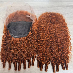 Parrucca Frontale HD in Pizzo Ricci Burmesi Arancione Zenzero, 100% Capelli Umani Vergini, Pizzo Trasparente 13x6 per Donne con Capelli Ricci, Pre-Piumata - Product Image 3