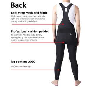 Pantalones térmicos de ciclismo con forro polar, pantalones cortos acolchados negros para hombre, pantalones largos de ciclismo - Product Image 3