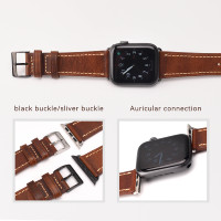 Bracelet de montre en cuir véritable pour Apple Watch série 8 7 6 5 4 3 2 1, 38 40 41 42 44 45 49mm